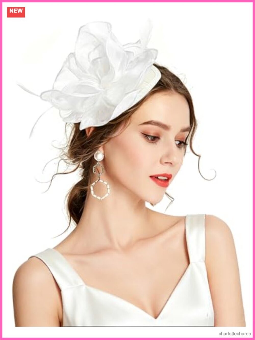 Sinamay Fascinator Pillbox Hat Satin Flower Feather Derby Wedding